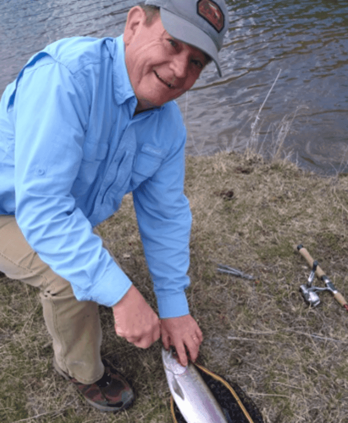 man catching fish