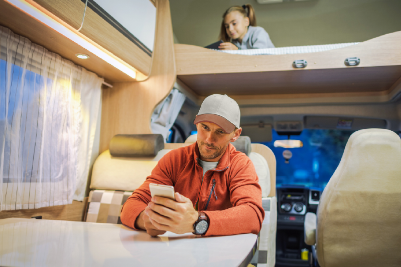 family enjoying boosted cell signal in an RV | weBoost